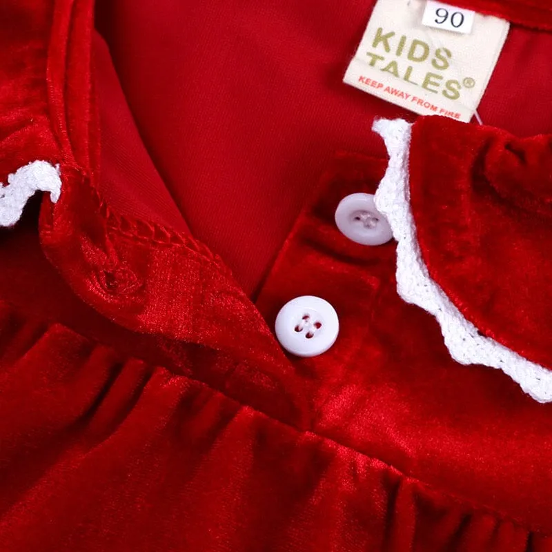 Doll Collar Lace Velvet Dress
