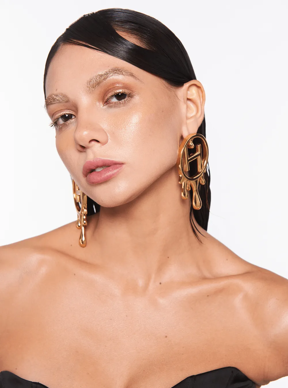 Drip OH Maxi Earrings In Gold Finish