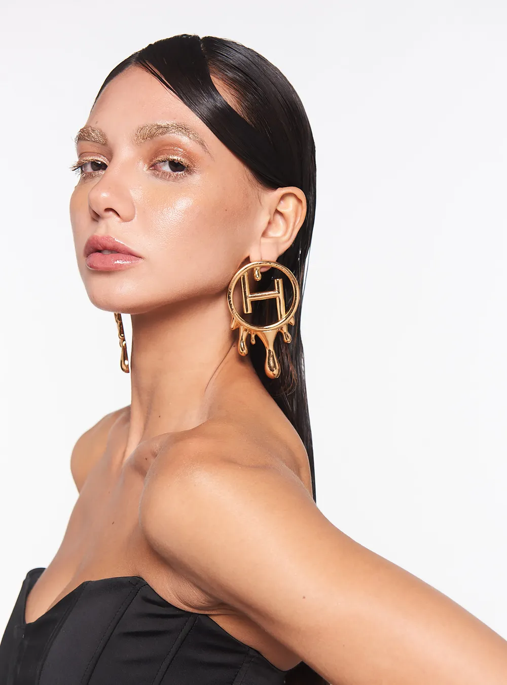Drip OH Maxi Earrings In Gold Finish