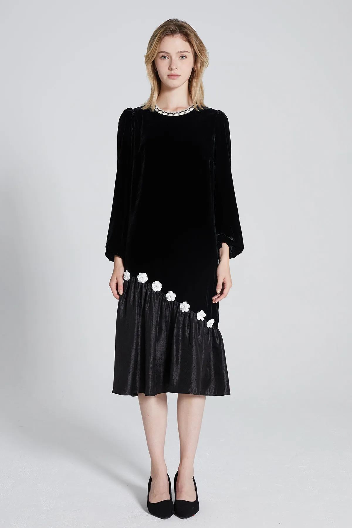 Ellora Splice Velvet Dress