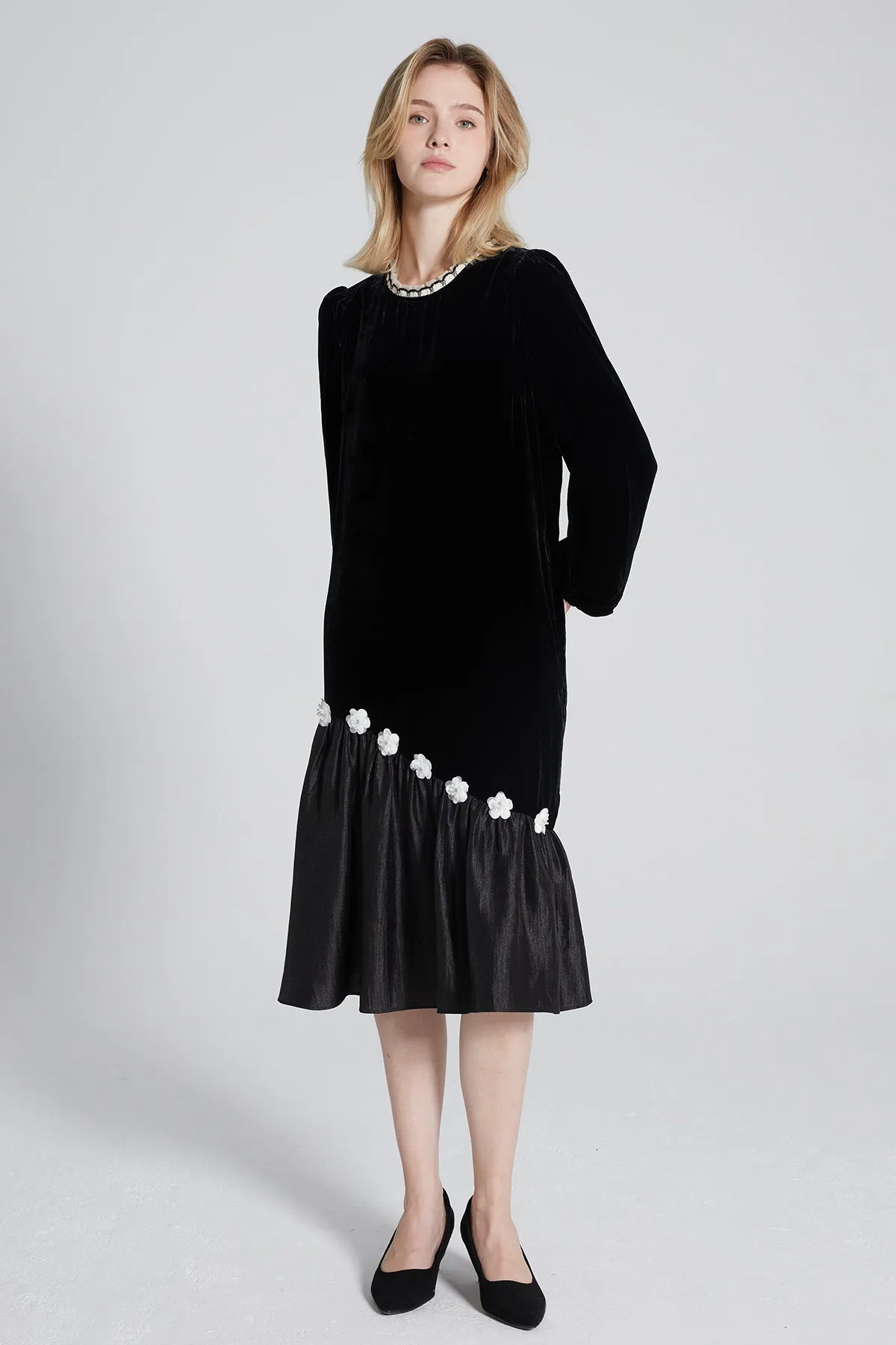 Ellora Splice Velvet Dress