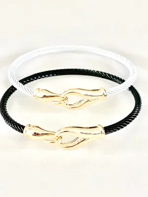 Enamel Twisted Bangle with Hook Closure
