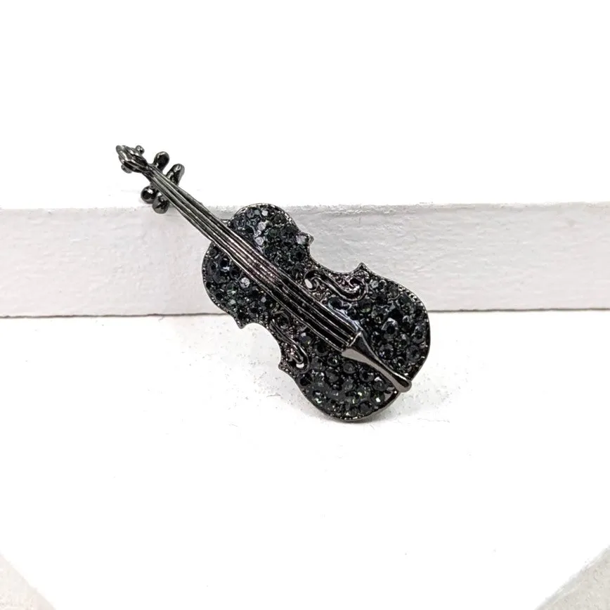 Enamel violin brooch