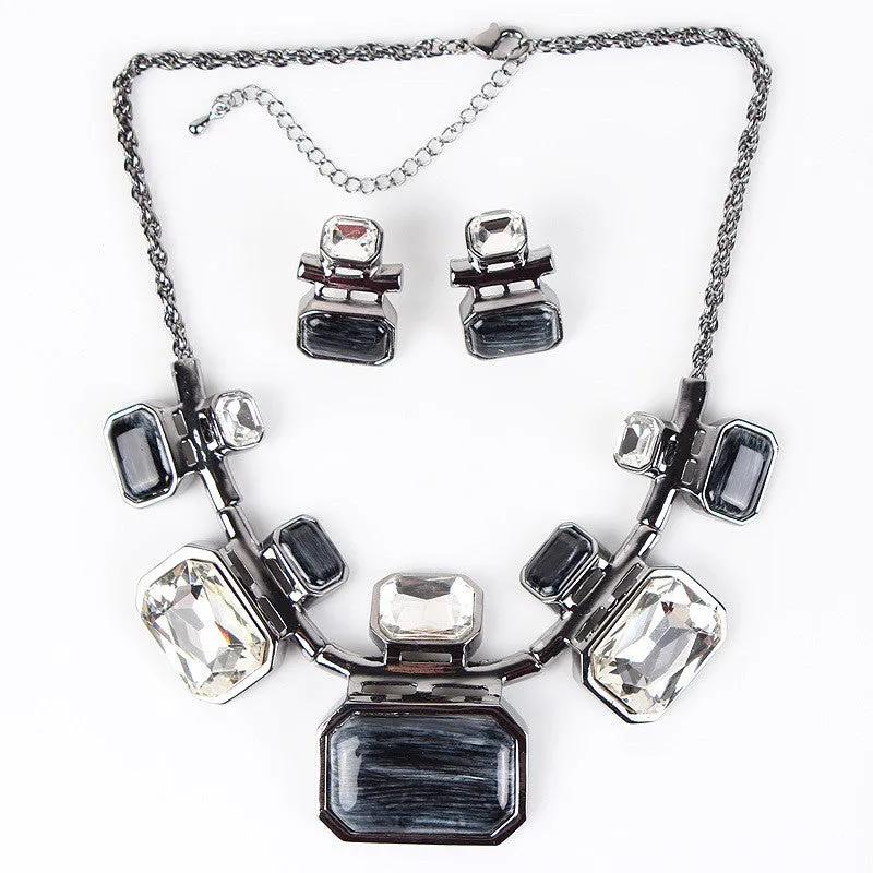 Fashion Brand Jewelry Sets Gunmetal Plated 6Colors Woman's Necklace Set Bridal Jewelry High Quality Party Gifts