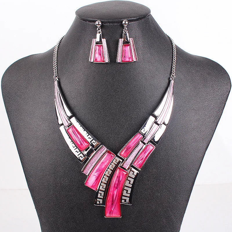 Fashion Brand Jewelry Sets Silver Plated Leaser Pattern 5 Colors New Bridal Jewelry High Quality Party Gifts