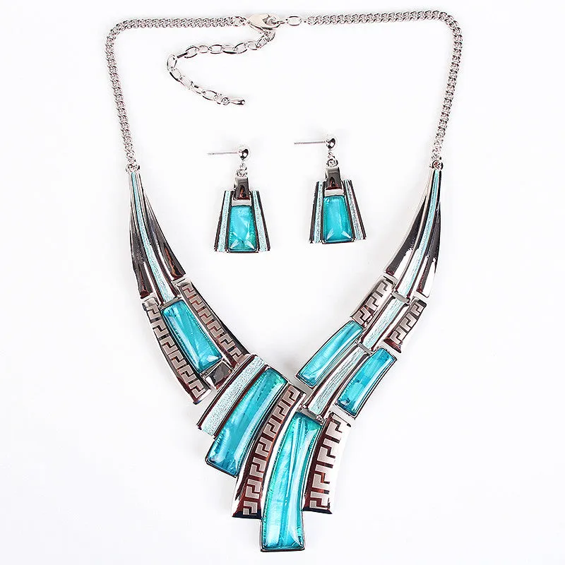 Fashion Brand Jewelry Sets Silver Plated Leaser Pattern 5 Colors New Bridal Jewelry High Quality Party Gifts
