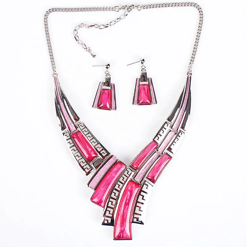 Fashion Brand Jewelry Sets Silver Plated Leaser Pattern 5 Colors New Bridal Jewelry High Quality Party Gifts