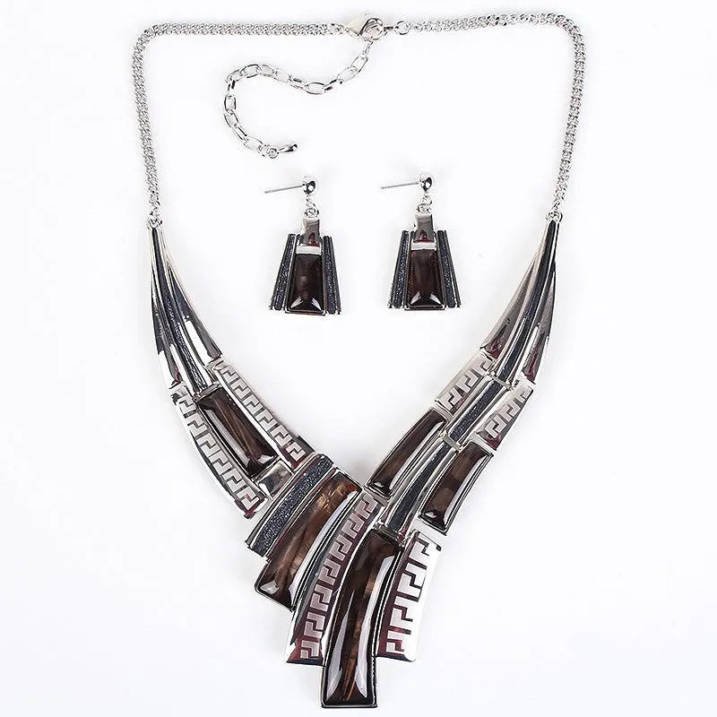 Fashion Brand Jewelry Sets Silver Plated Leaser Pattern 5 Colors New Bridal Jewelry High Quality Party Gifts