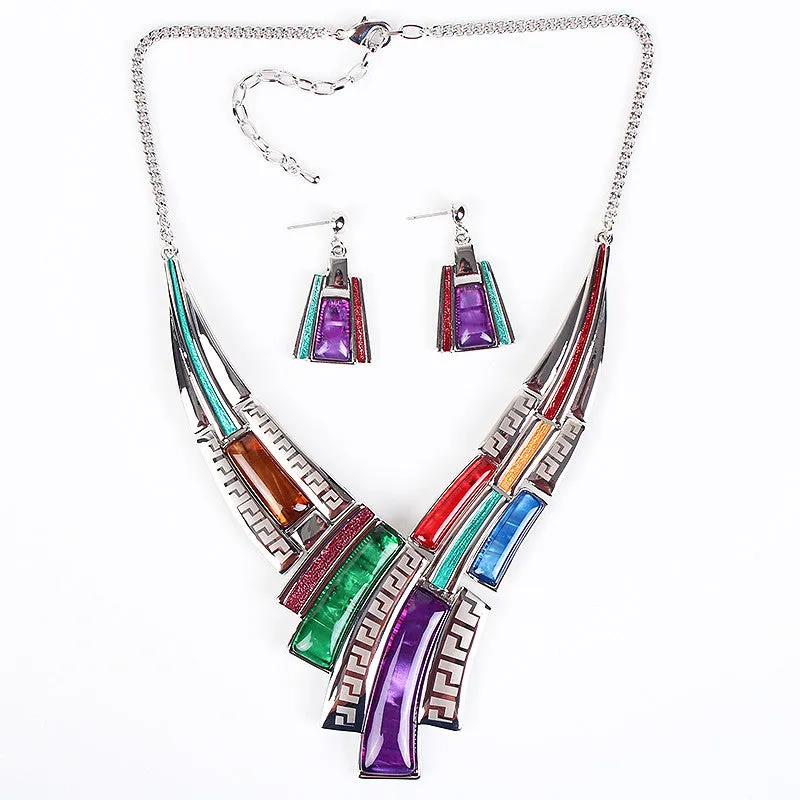 Fashion Brand Jewelry Sets Silver Plated Leaser Pattern 5 Colors New Bridal Jewelry High Quality Party Gifts