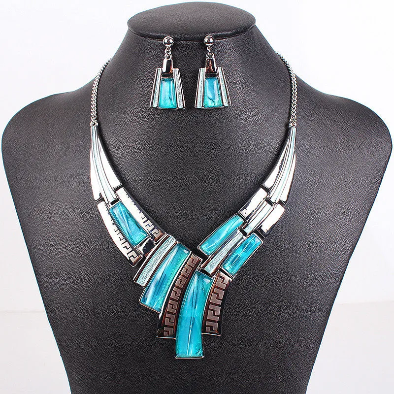 Fashion Brand Jewelry Sets Silver Plated Leaser Pattern 5 Colors New Bridal Jewelry High Quality Party Gifts
