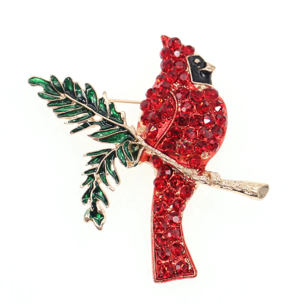 Fashion Jewelry Mixed Styles Rhinestone Northern Red Cardinal Brooches Enamel Red Bird Brooch Pins