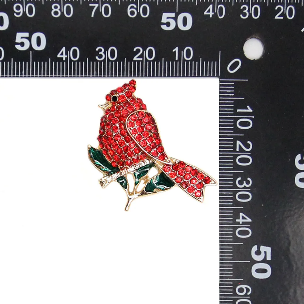 Fashion Jewelry Mixed Styles Rhinestone Northern Red Cardinal Brooches Enamel Red Bird Brooch Pins