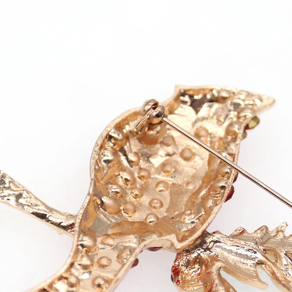 Fashion Jewelry Mixed Styles Rhinestone Northern Red Cardinal Brooches Enamel Red Bird Brooch Pins