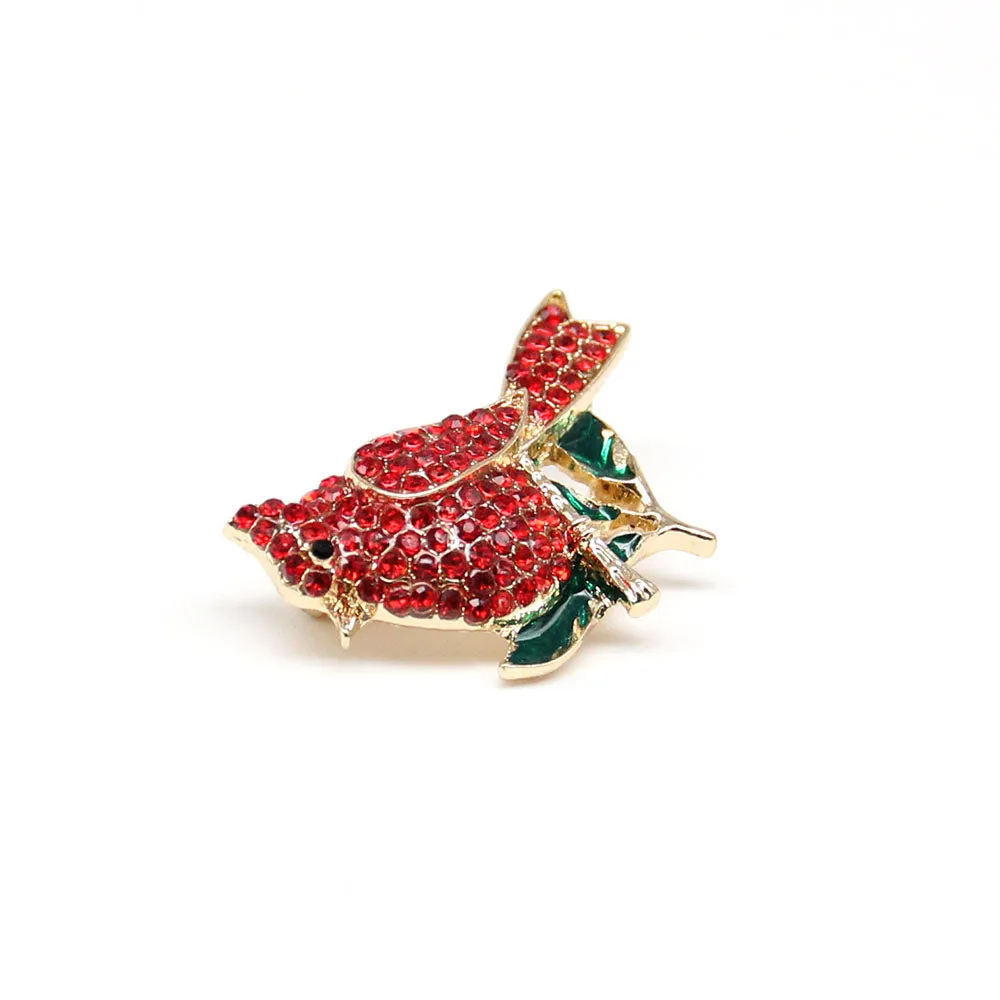 Fashion Jewelry Mixed Styles Rhinestone Northern Red Cardinal Brooches Enamel Red Bird Brooch Pins