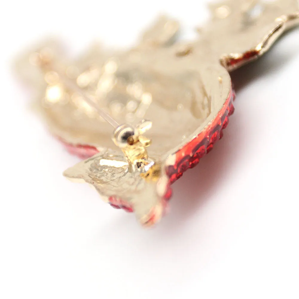 Fashion Jewelry Mixed Styles Rhinestone Northern Red Cardinal Brooches Enamel Red Bird Brooch Pins