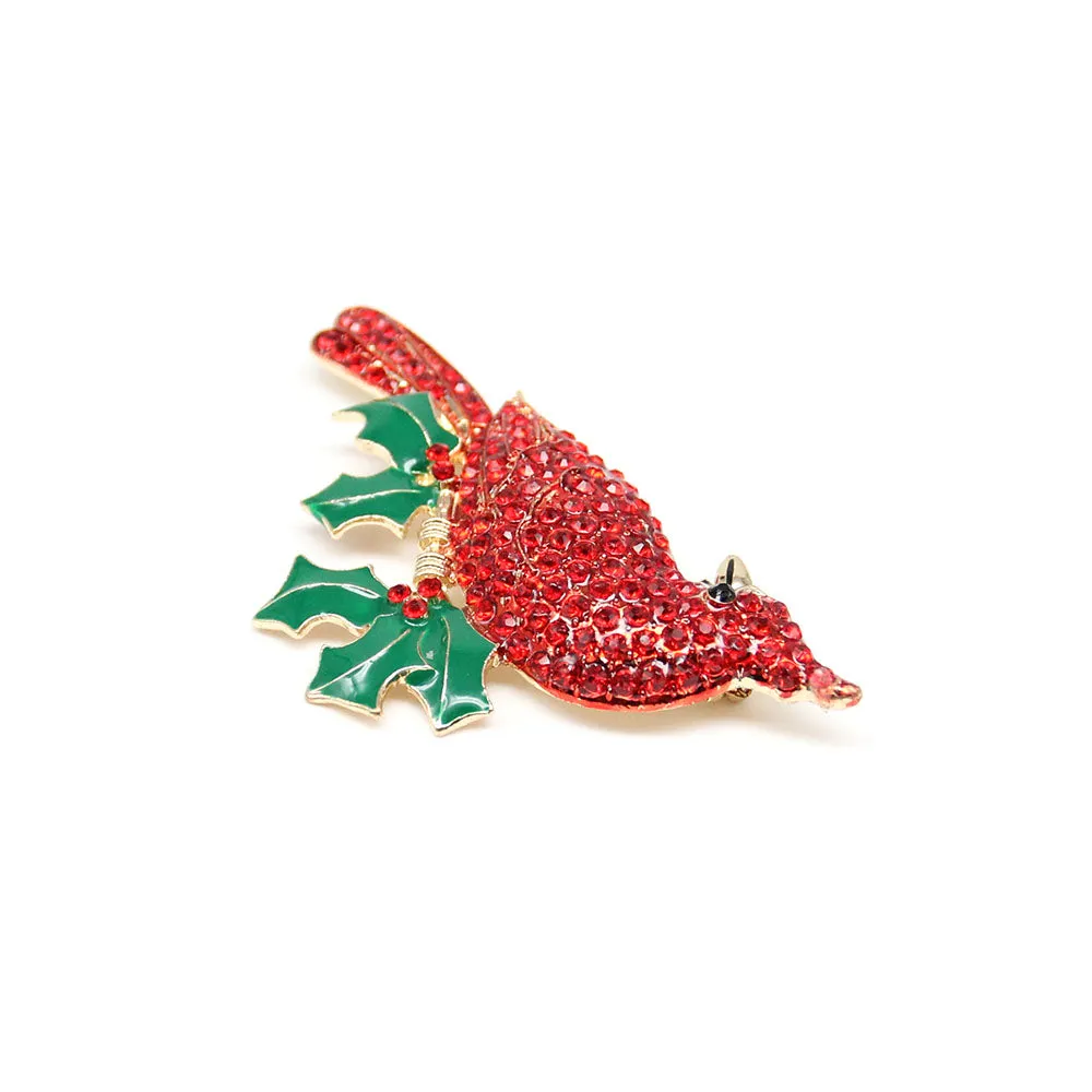 Fashion Jewelry Mixed Styles Rhinestone Northern Red Cardinal Brooches Enamel Red Bird Brooch Pins