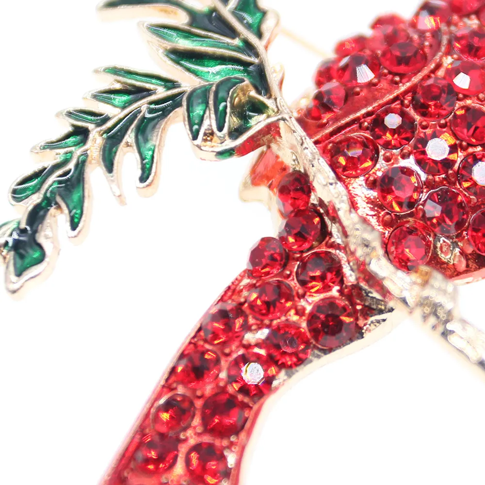 Fashion Jewelry Mixed Styles Rhinestone Northern Red Cardinal Brooches Enamel Red Bird Brooch Pins