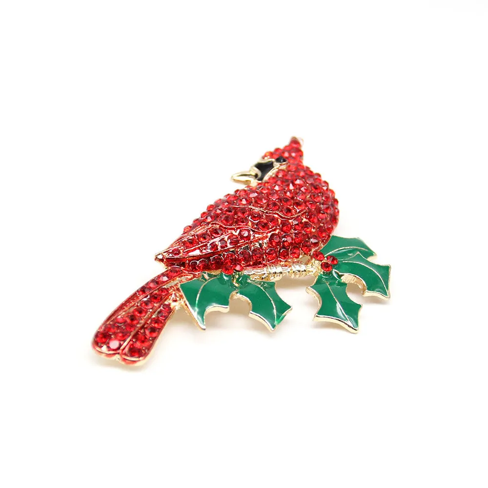 Fashion Jewelry Mixed Styles Rhinestone Northern Red Cardinal Brooches Enamel Red Bird Brooch Pins
