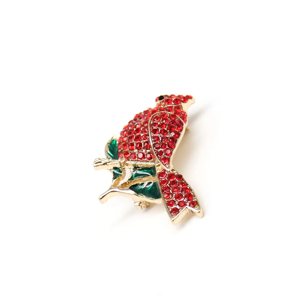 Fashion Jewelry Mixed Styles Rhinestone Northern Red Cardinal Brooches Enamel Red Bird Brooch Pins