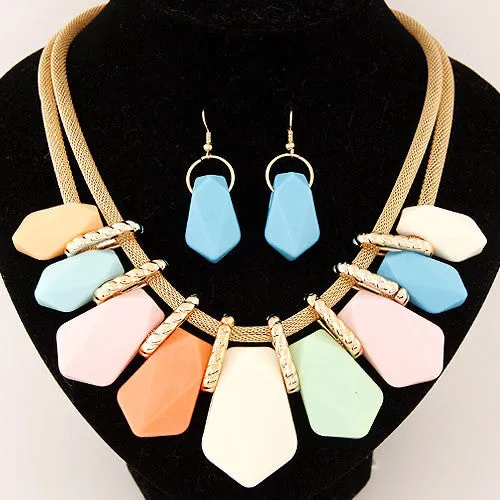 Fashion Jewelry Sets Gold Chain Geometric Shaped Earrings Sets Pendant Necklace Set For Women Wedding Dress bijoux
