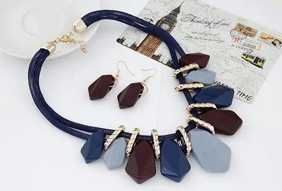 Fashion Jewelry Sets Gold Chain Geometric Shaped Earrings Sets Pendant Necklace Set For Women Wedding Dress bijoux