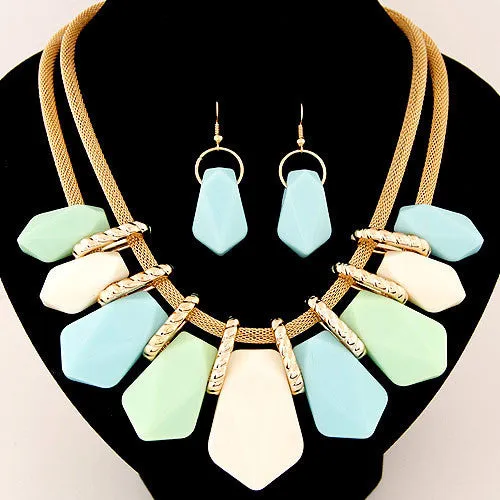 Fashion Jewelry Sets Gold Chain Geometric Shaped Earrings Sets Pendant Necklace Set For Women Wedding Dress bijoux
