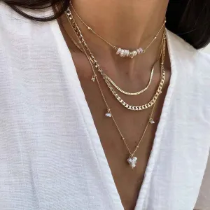 Flytonn Pearl Elegant Vintage Multilayer Snake Chain Chokers Necklaces for Women Gold Color Bead Necklace Fashion Wedding Jewelry Gift