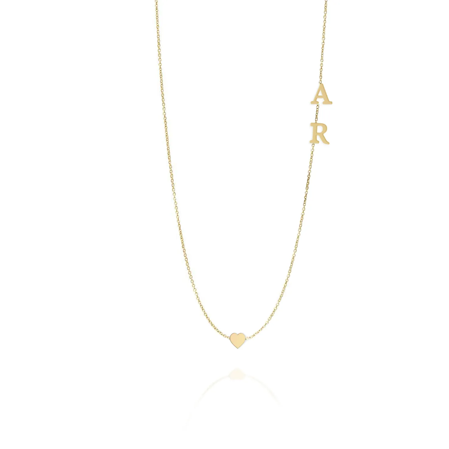 Heart Necklace With Two Floating English Letters Pendants