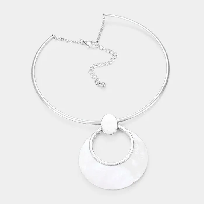 iLLASPARKZ Hollow Round Mother of Pearl Metal Choker Necklace