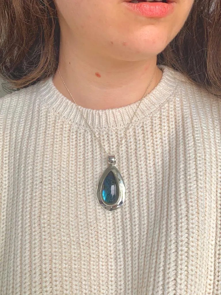 Labradorite Anthea Pendant - Long Teardrop