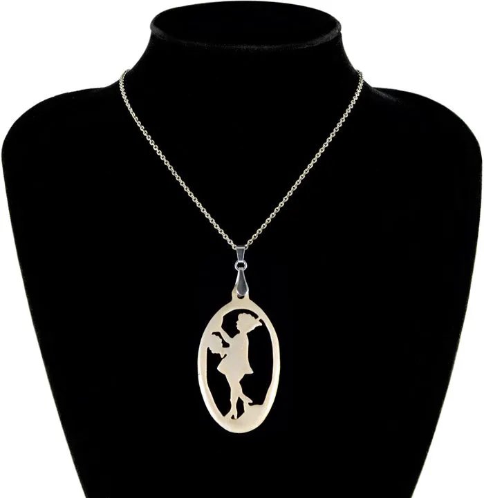 Lady with Flowers- antique carved bone fairy tale pendant. Handmade