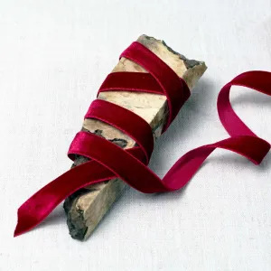 Lustre Velvet Ribbon in Ruby