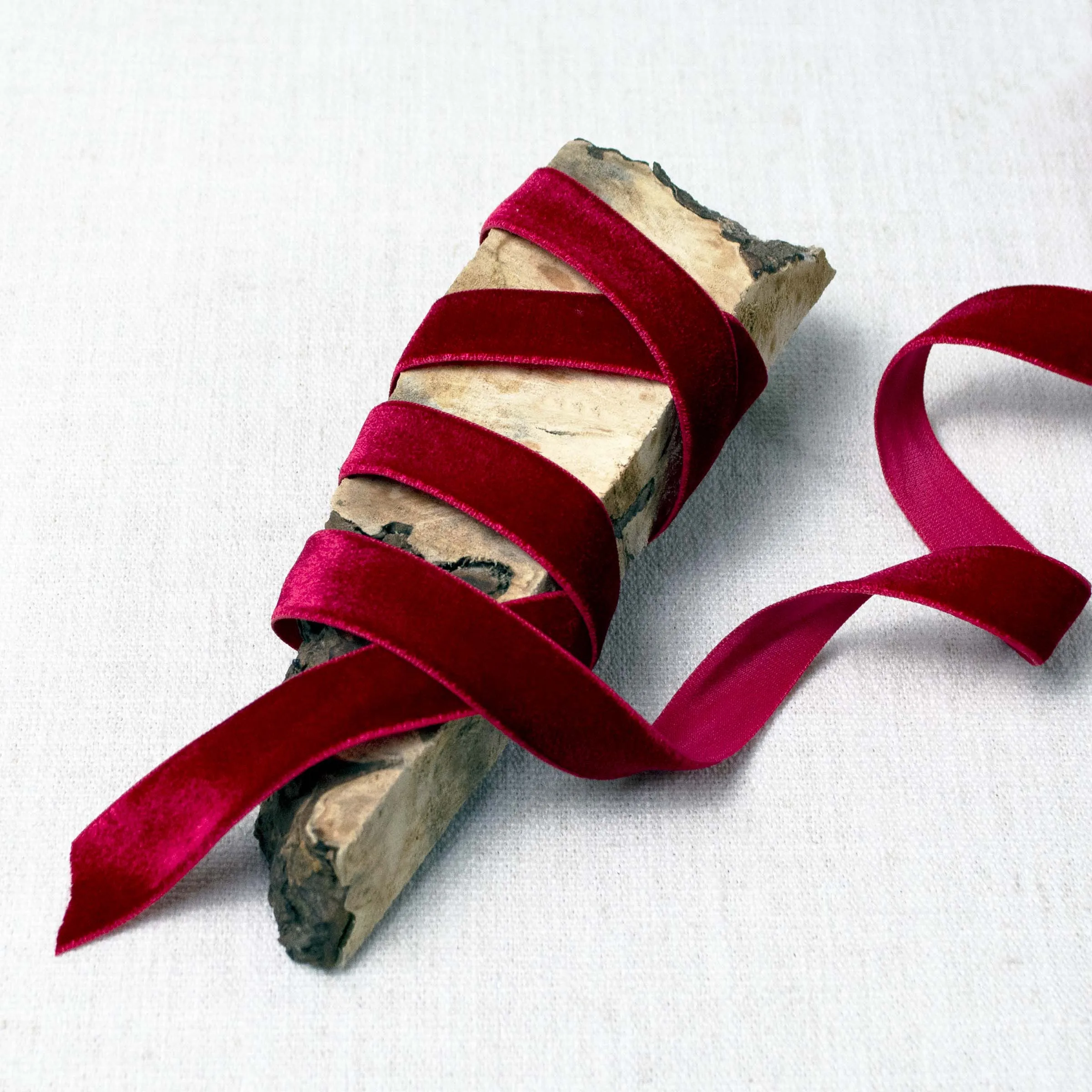 Lustre Velvet Ribbon in Ruby
