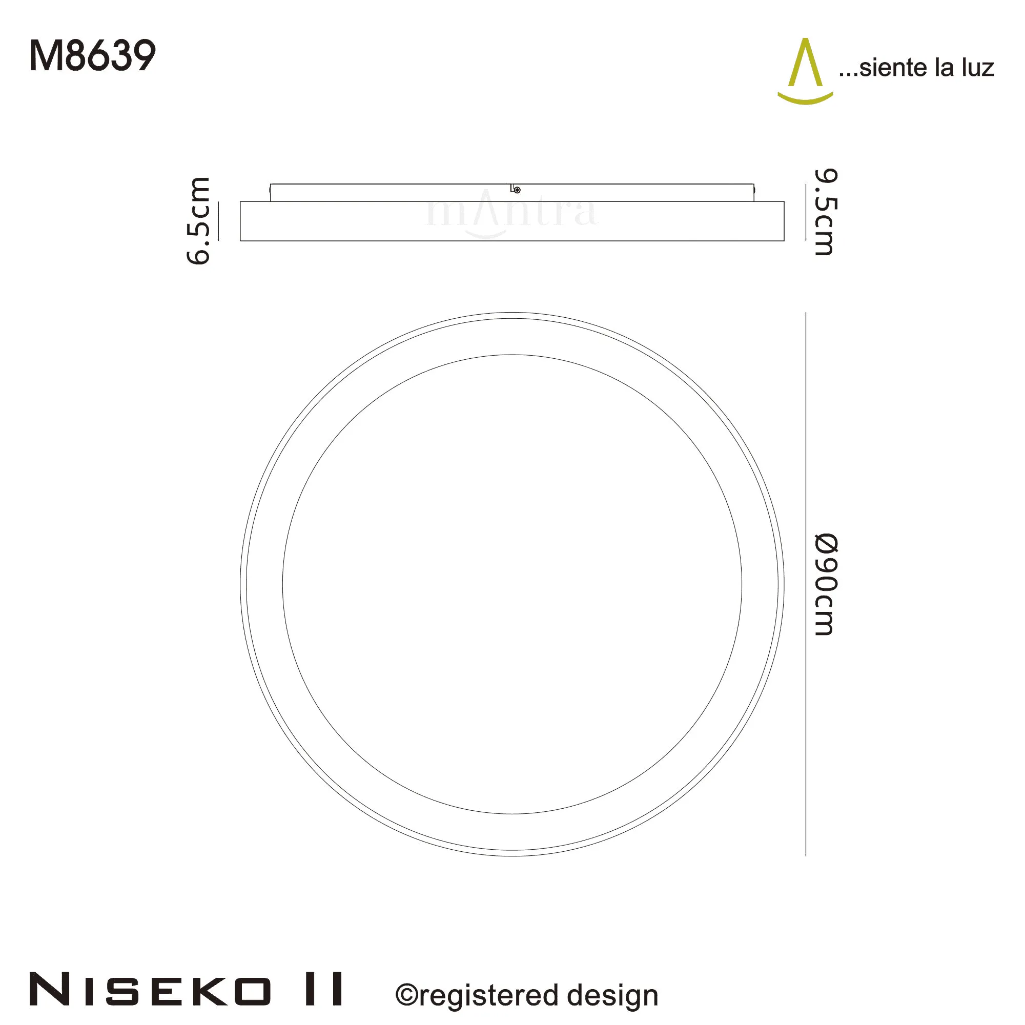 Mantra M8639 Niseko II Ring LED Flush Ceiling Light 90cm Remote Control Black