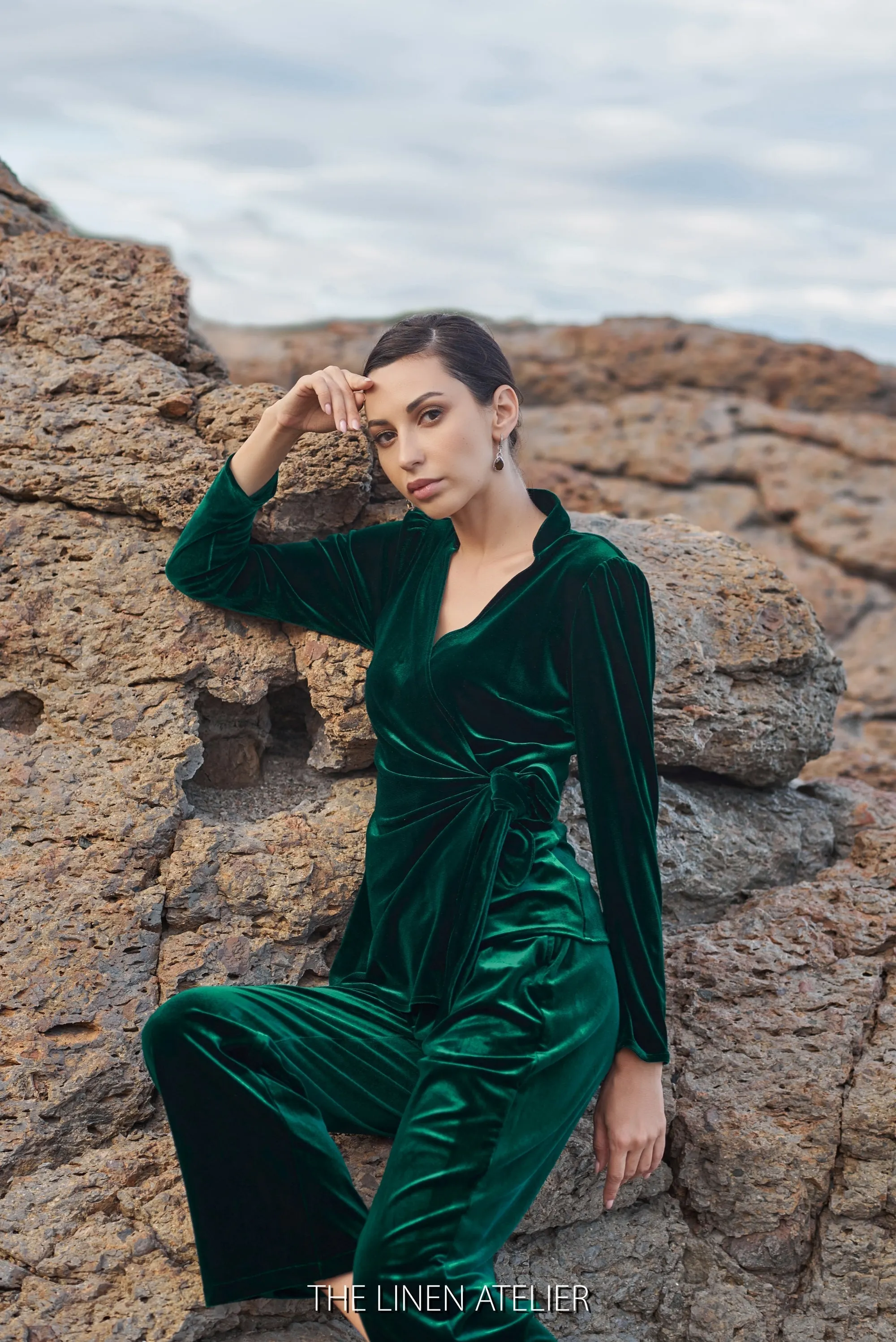 MAREN Velvet Wrap Top & Pants Set