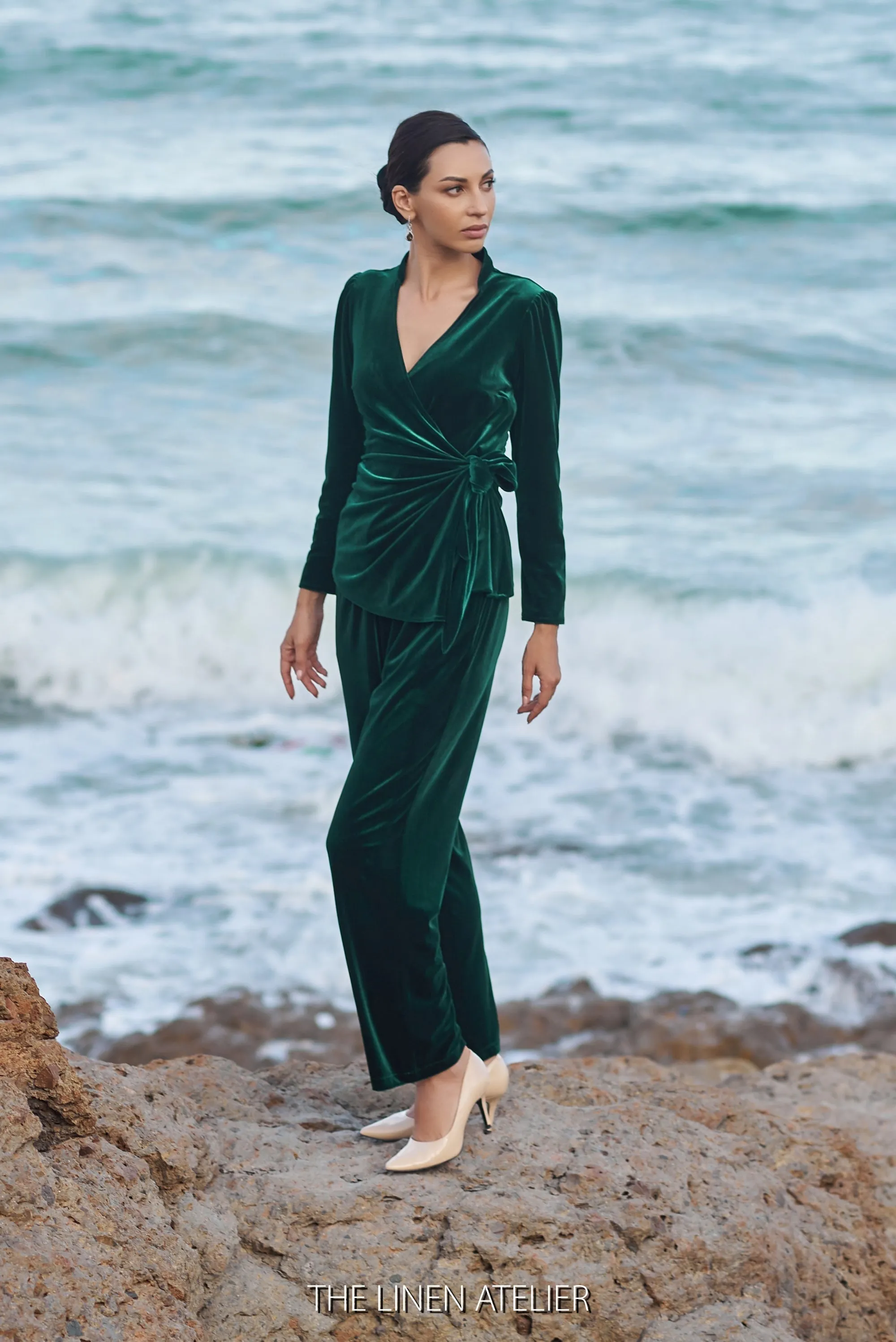 MAREN Velvet Wrap Top & Pants Set