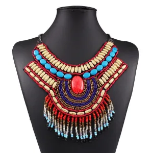Multicolor tassel egyptian vintage pendants & necklaces