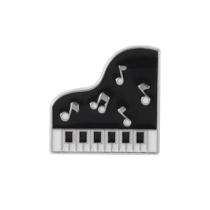 Musical Instrument Serie Enamel Pin Tape Piano Guitar Recorder Earphone Phonograph Music Brooch Lapel Badge Fashion Jewelry Gift