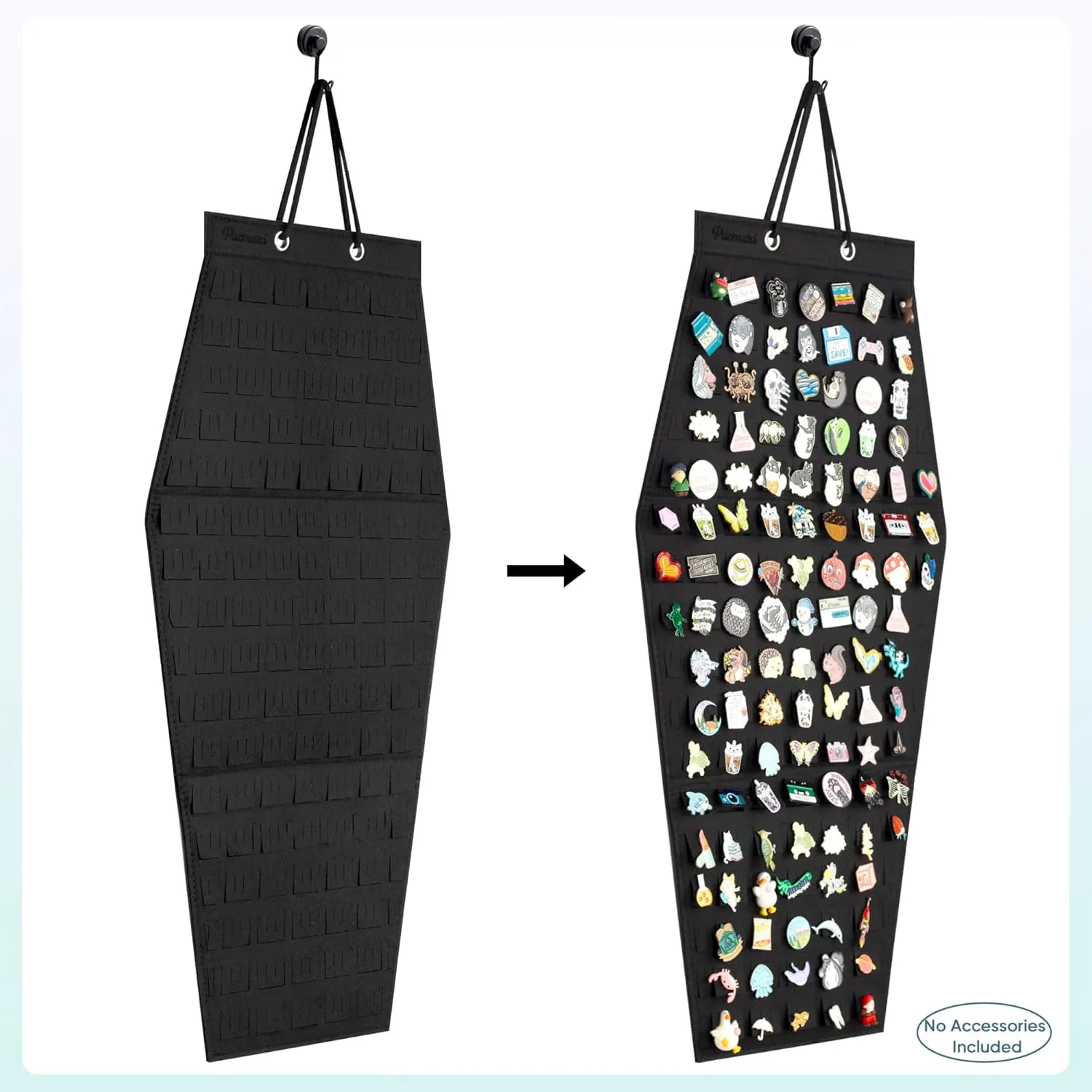 PACMAXI Hanging Brooch Pin Storage Organizer, Hexagon Style Enamel Lapel Pin Holder, Holds Up To 120 Pins(Black 2)
