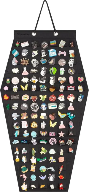 PACMAXI Hanging Brooch Pin Storage Organizer, Hexagon Style Enamel Lapel Pin Holder, Holds Up To 120 Pins(Black 2)
