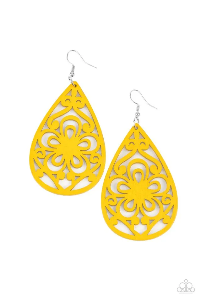 Paparazzi Earring ~ Marine Eden - Yellow