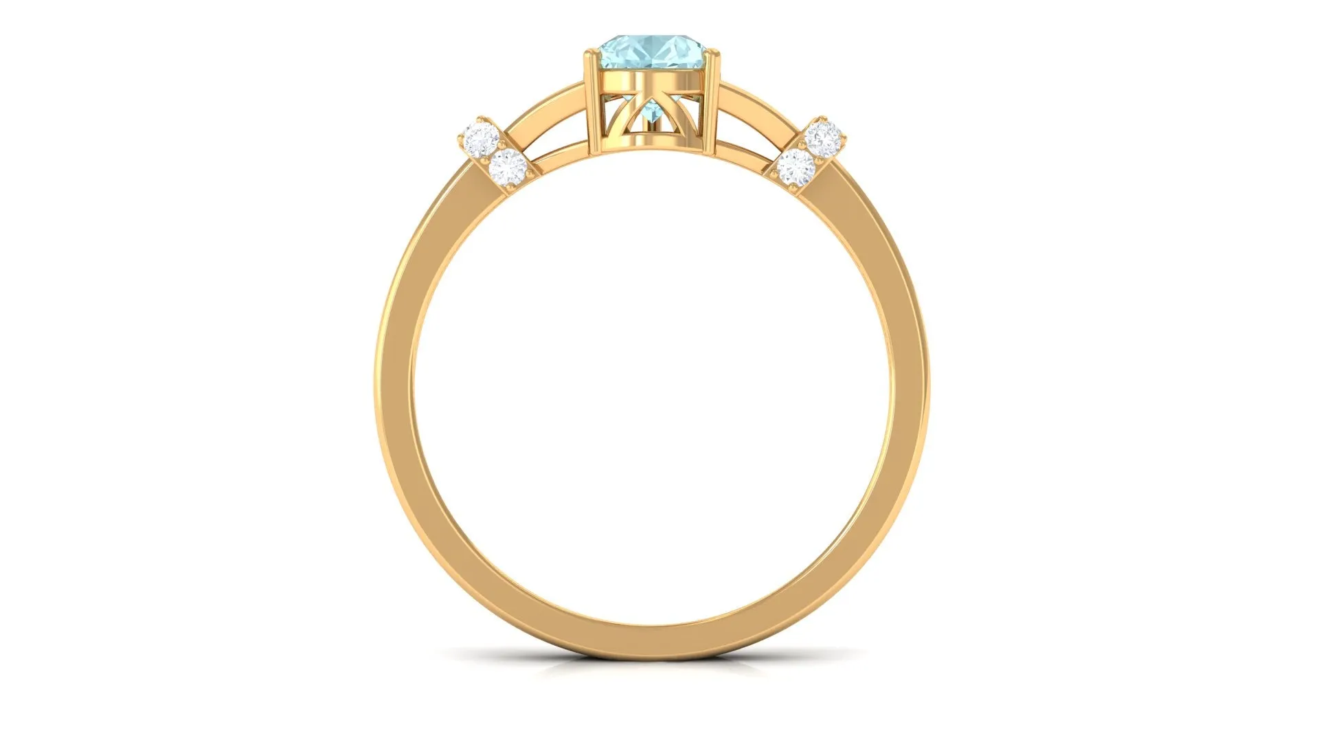 Pear Shape Sky Blue Topaz Solitaire Ring with Diamond in Split Shank
