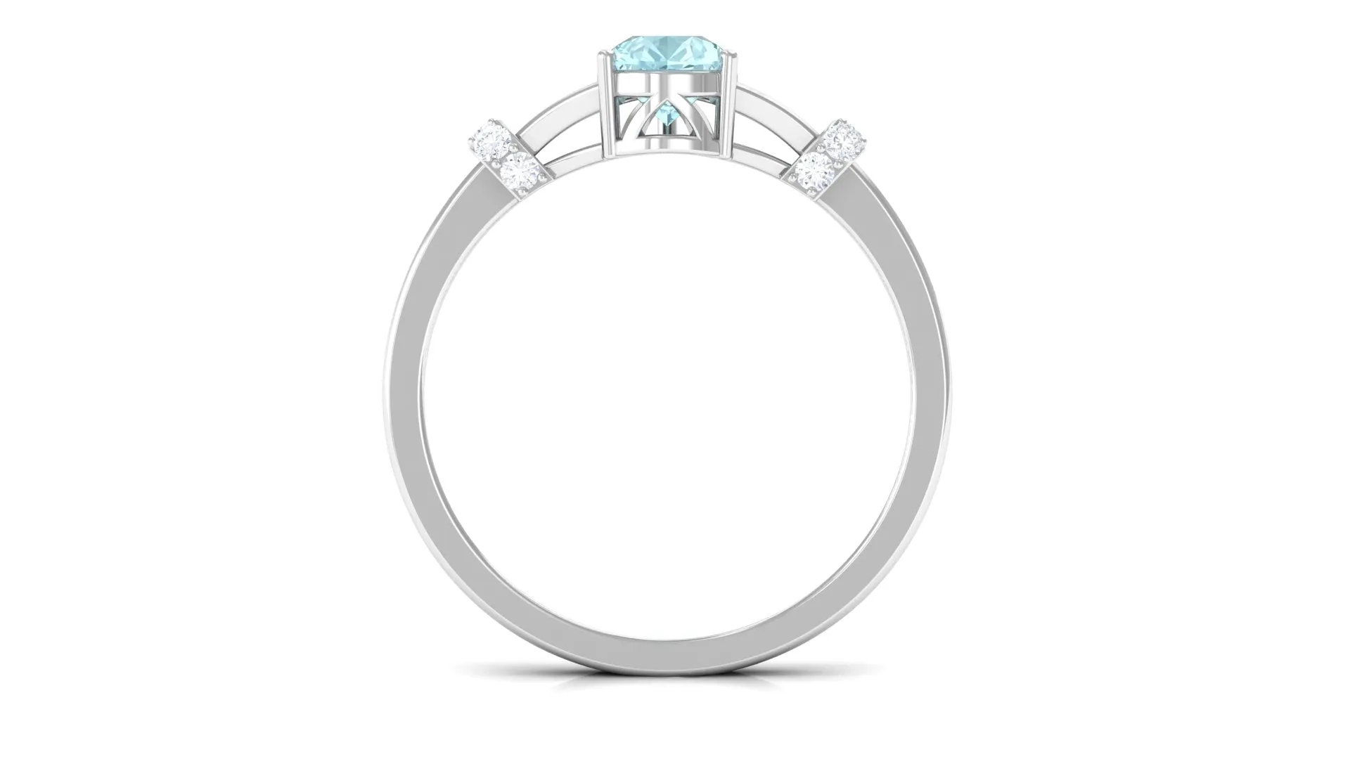 Pear Shape Sky Blue Topaz Solitaire Ring with Diamond in Split Shank