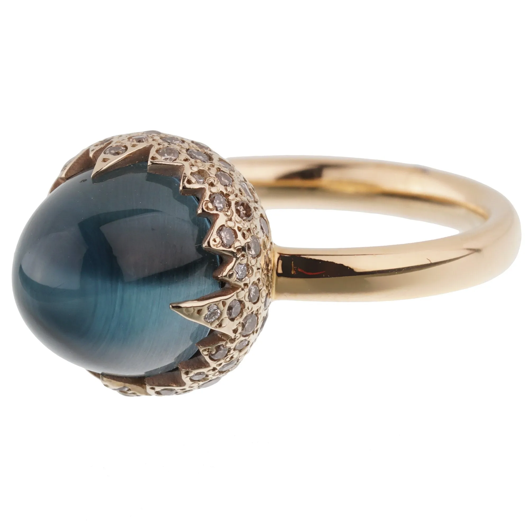 Pomellato 7.95ct Blue Topaz Fancy Diamond Cocktail Ring Sz 5