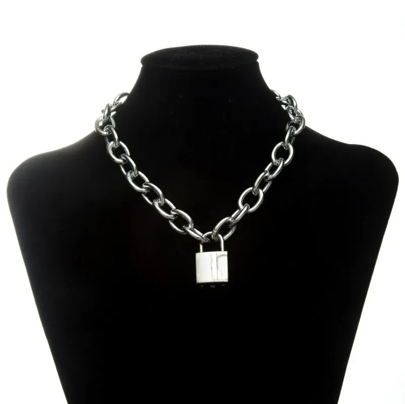 Punk Chain Choker Necklace with Circle / Women's Vintage Aluminium Necklace