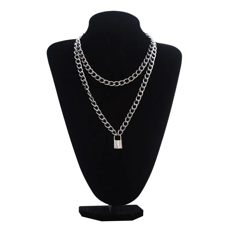 Punk Chain Choker Necklace with Circle / Women's Vintage Aluminium Necklace