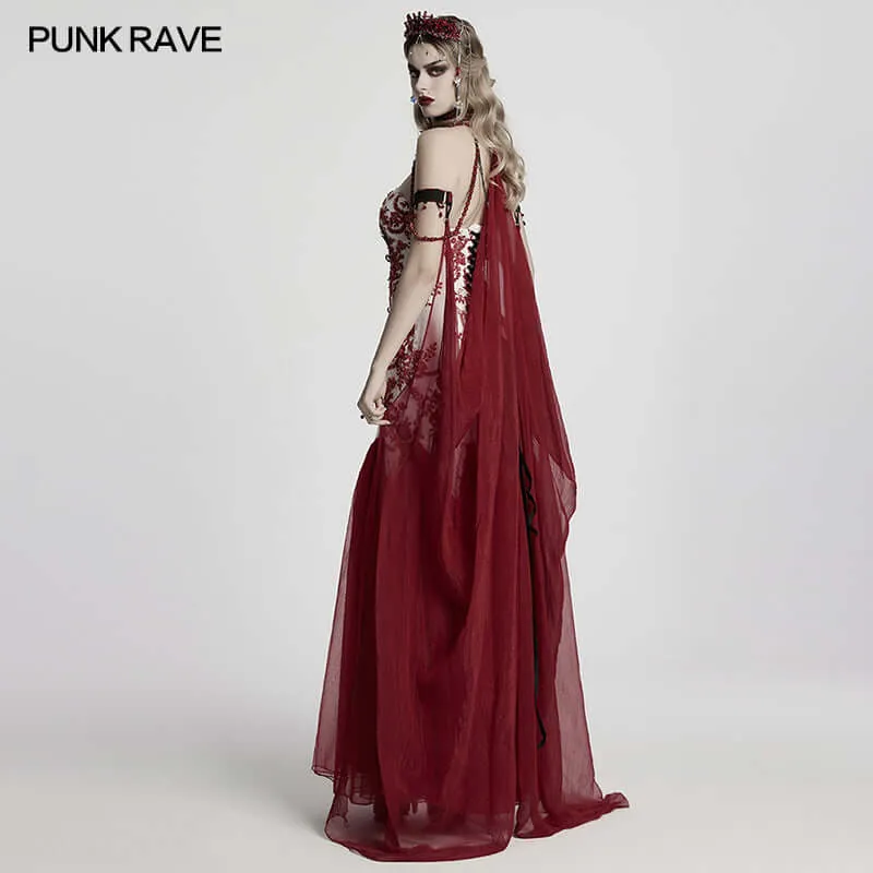 Punk Rave Dark Night Vampire Cloak in Red