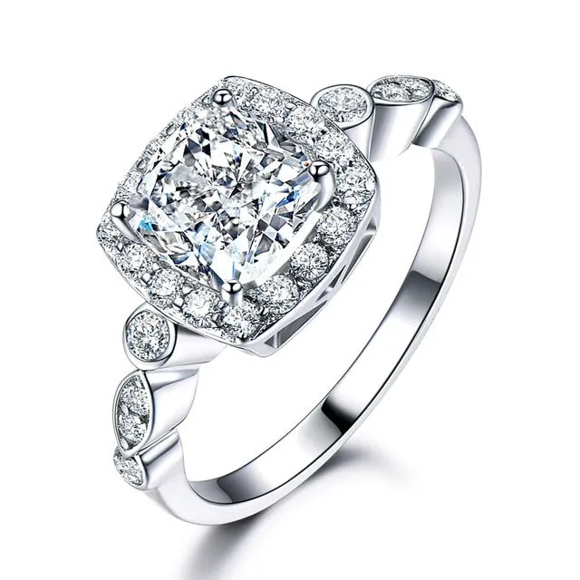 Real S925 Sterling Silver Rings for Women Blue Topaz Ring Gemstone