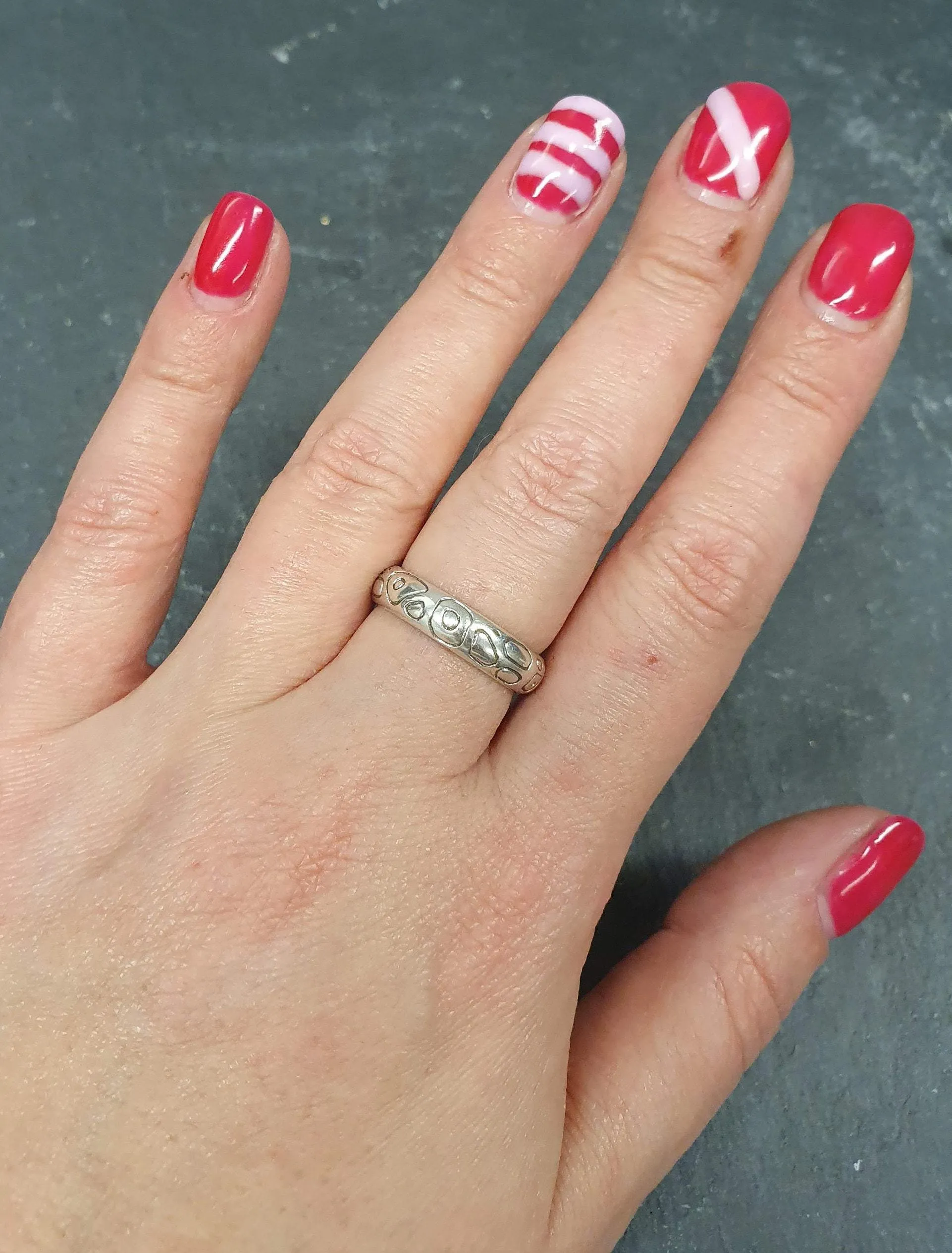 Silver Artistic Ring - Unique Silver Band - Engraved Silver Ring