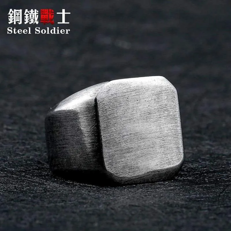 steel soldier high polish hexagon fashion ring stainless steel angle unqiue biker jewelry for men and women
